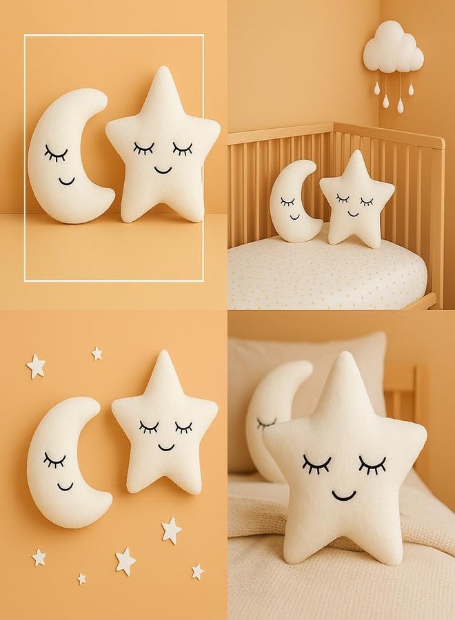HAPPY BRO White Color Star, Moon & Cloud Shaped Soft Pillow Set - Cute Plush Decorative Cushions for Sofa, Bed, Kids Room, Nursery & Gifting Pack of 3 - Image 4